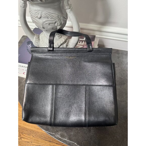 Tory Burch Large Block T Satchel Bag Black Leather - Picture 4 of 14